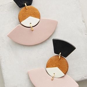 Anthropologie Fan Drop Leather Earrings